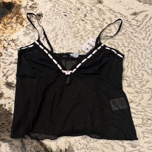 Cotton On Body Black and Pink Lace Trim Cami